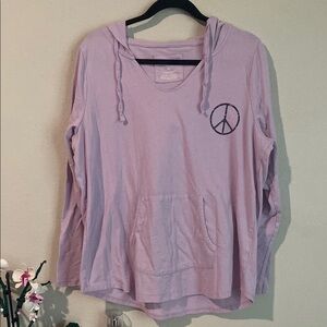 Lavender Peace Sign Hoodie Top